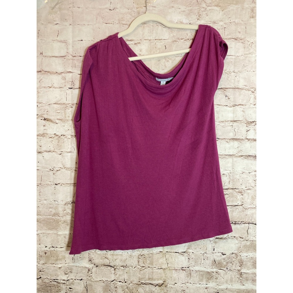 Threads 4 Thought Top Womens XL Purple Ribbed Asymmetric Sleeves Modal Stretch